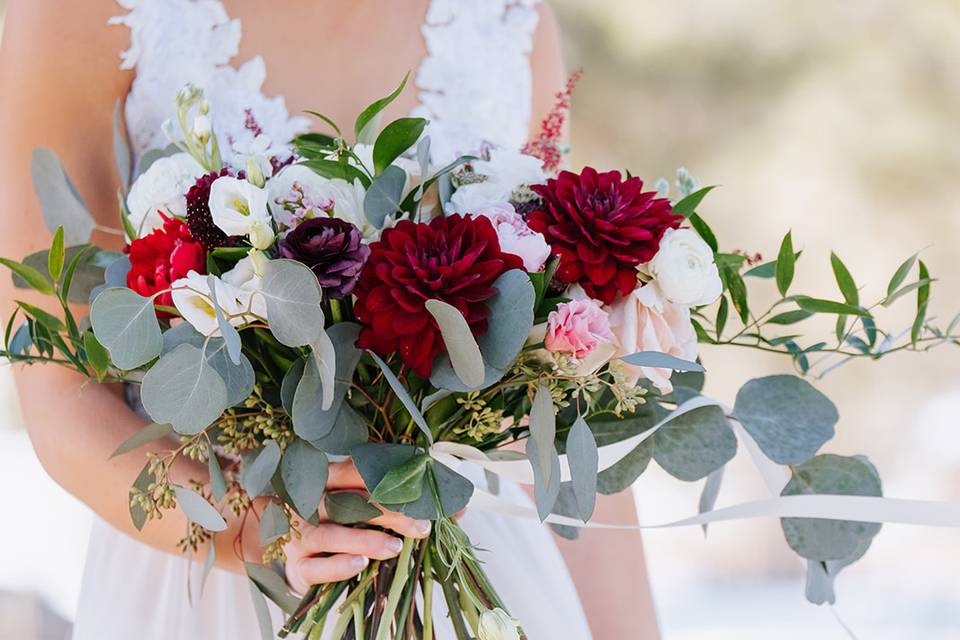 Red & white Bridal bouquet