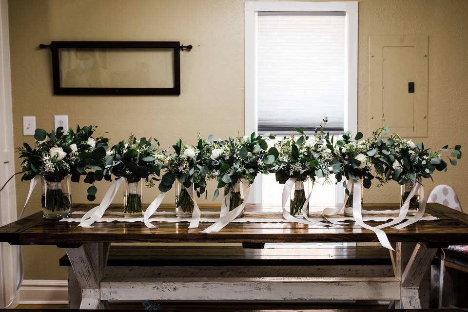 Greenery & white bouquets