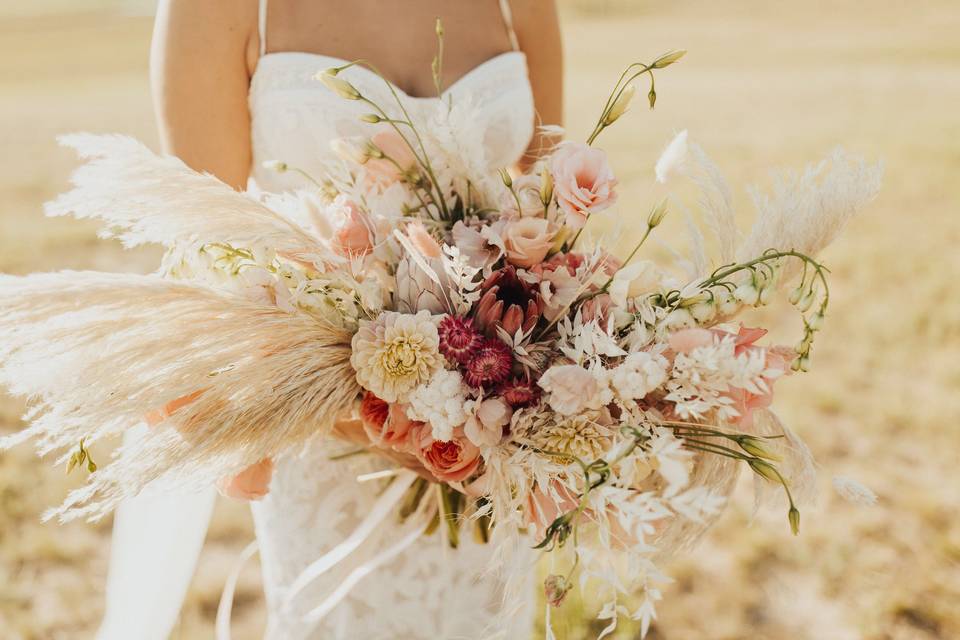 Pink pampas grass bouquet