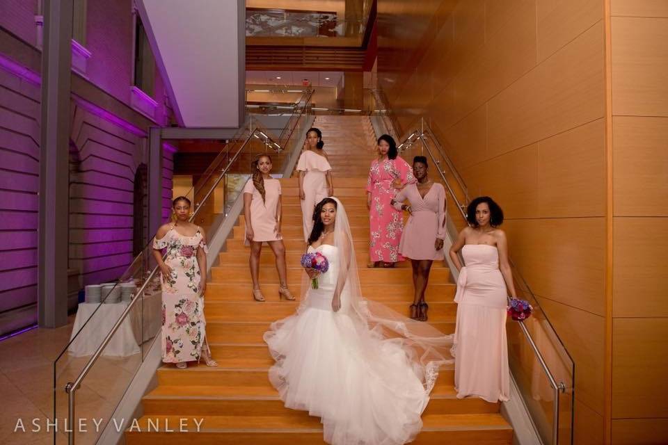 The bride with her bridesmaids