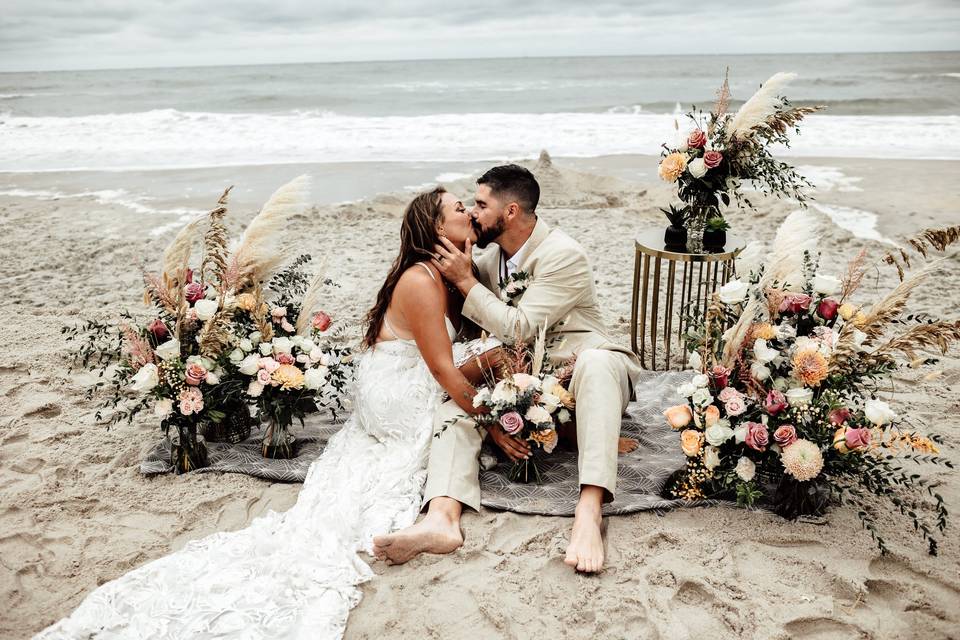 Beach elopement ceremony
