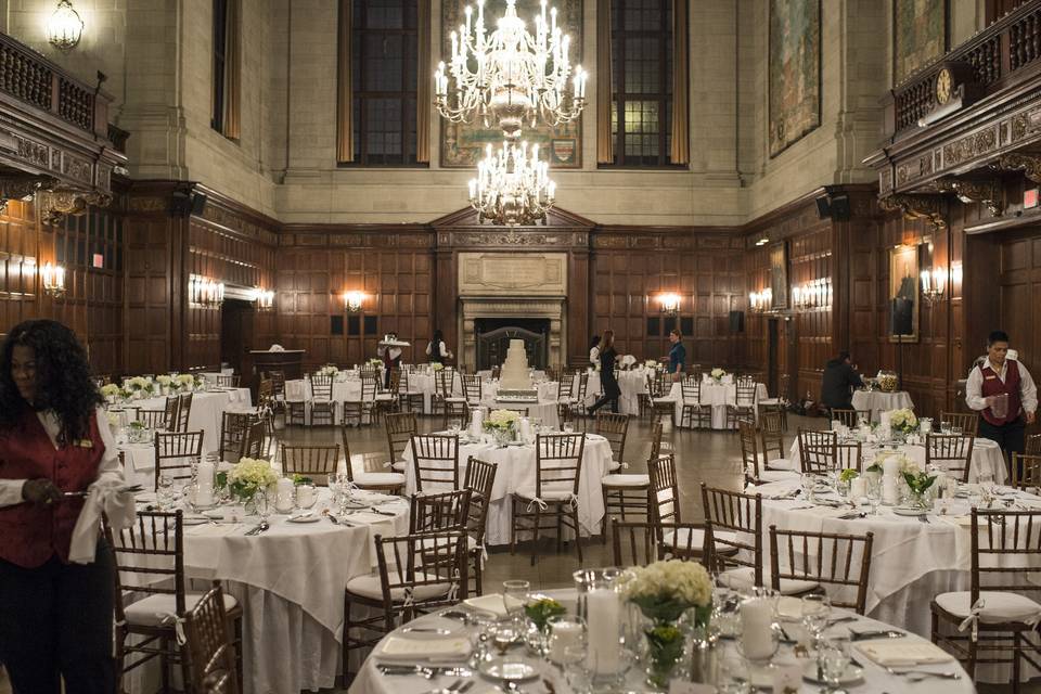 Table setup with centerpieces