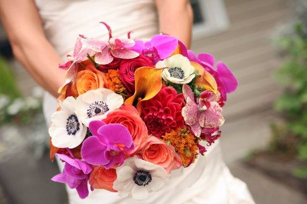 The bride holding her bouquet