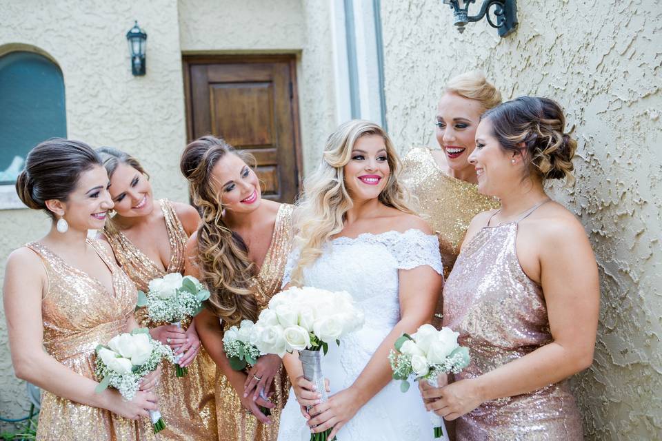 The bride and bridesmaids