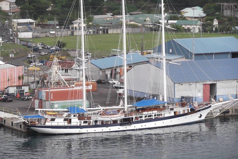 Tall Ship Mandalay docked in Grenada. She has 29 cabins. The captain will perform weddings.  Call for details.