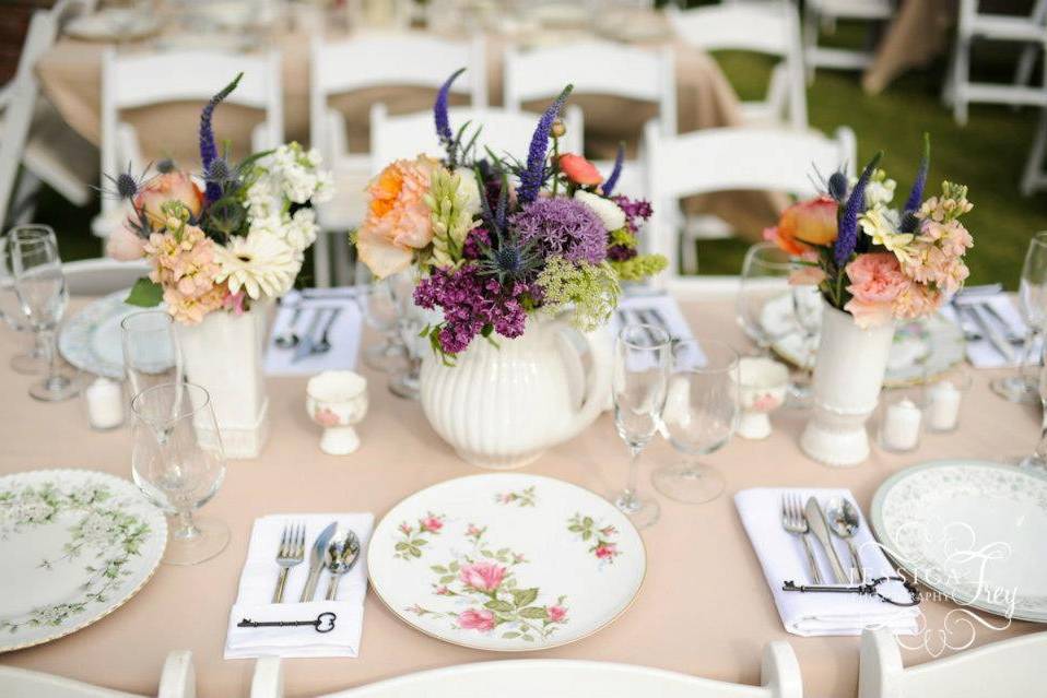 Table setup with centerpiece