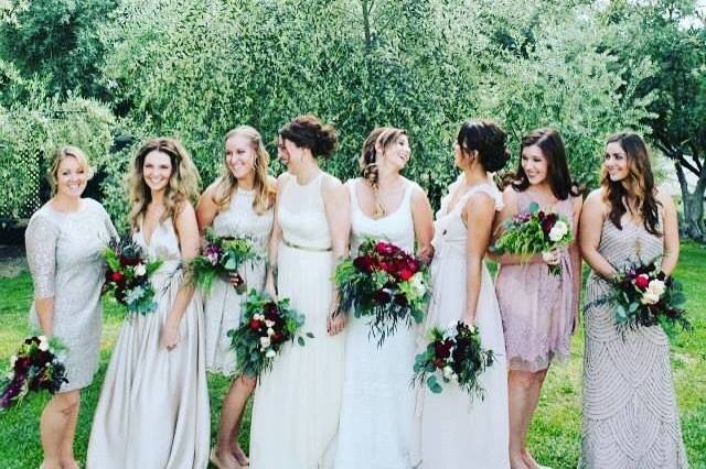 The bride with her bridesmaids