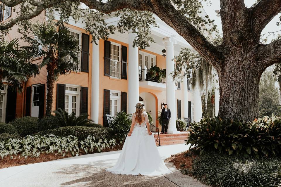 Walking up to the grand estate