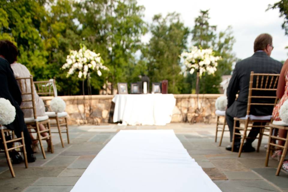 Ceremony set up on terrace
