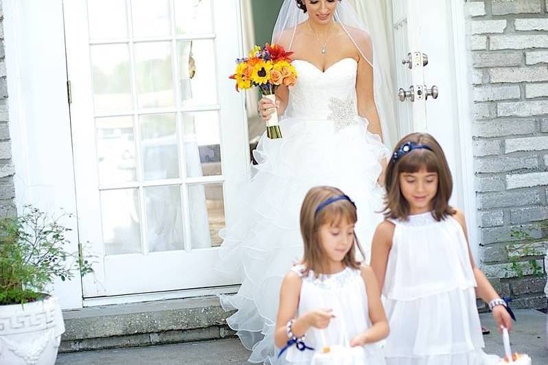Bride and her junior bridesmaids