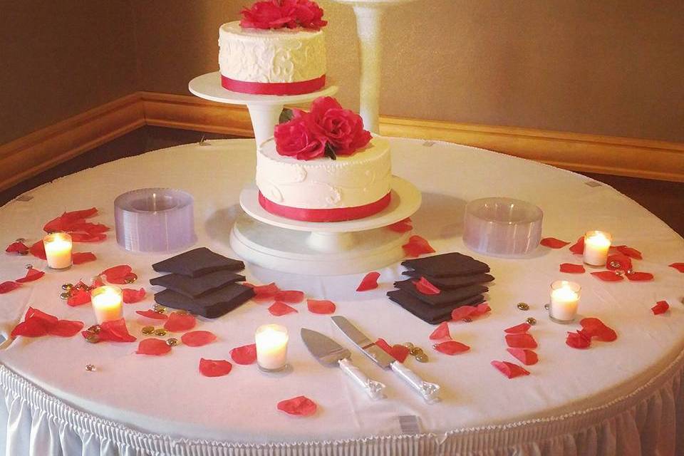 Tri stand wedding cake
