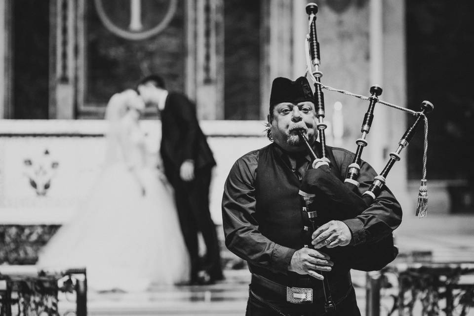 Bagpiper at the wedding