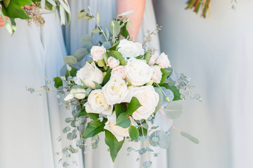 Dusty blue bridesmaid dresses