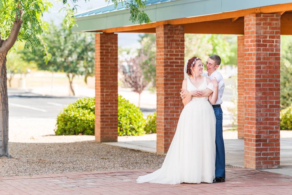 Church wedding day portrait