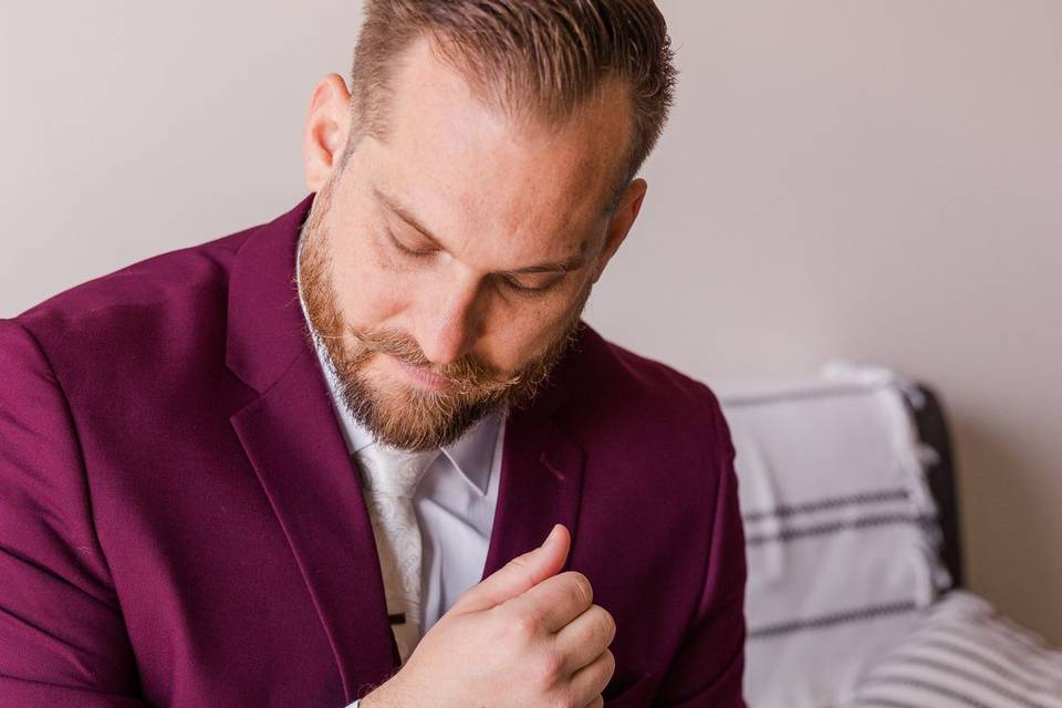 Groom getting ready