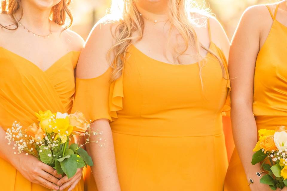 Colorful yellow bridesmaids