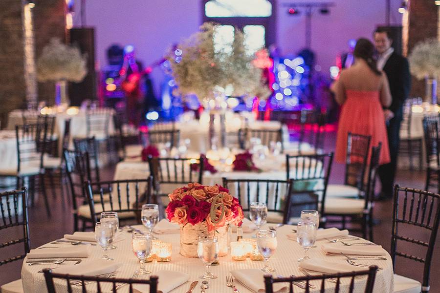 Table setup with centerpiece