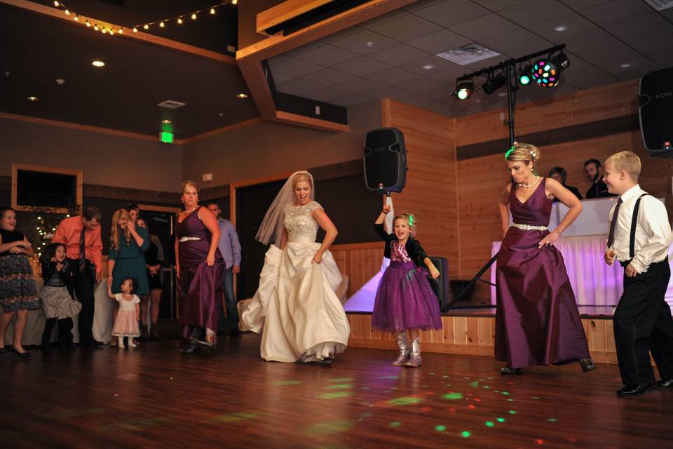 Bride with bridesmaids