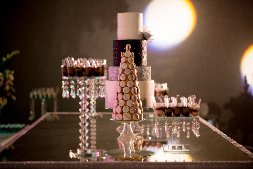 A luxurious dessert table