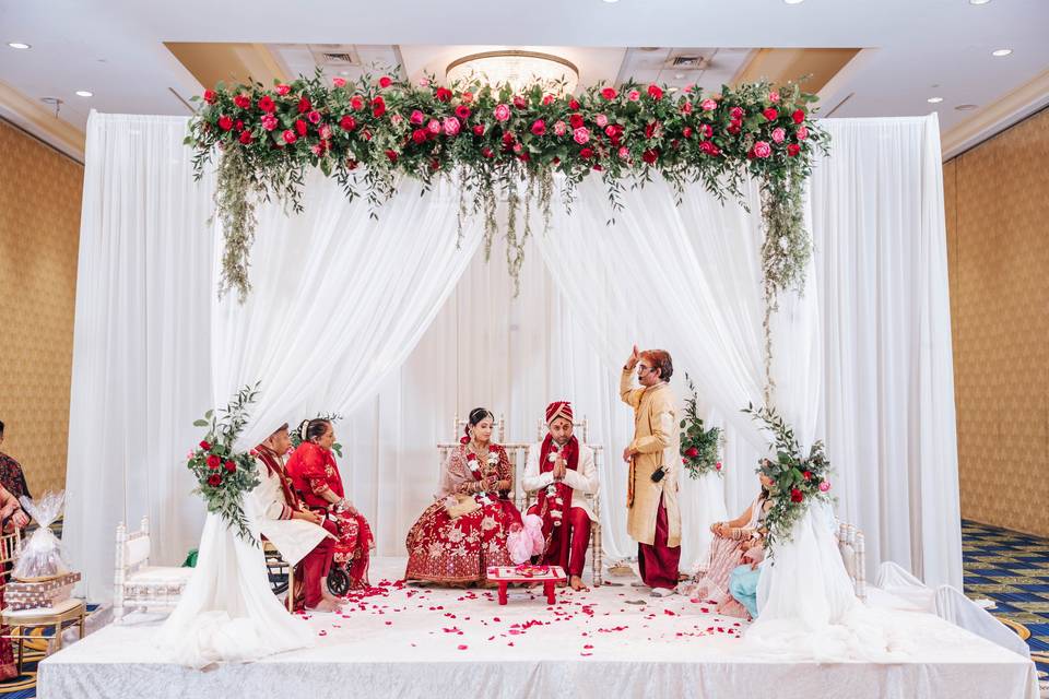 Red and White mandap