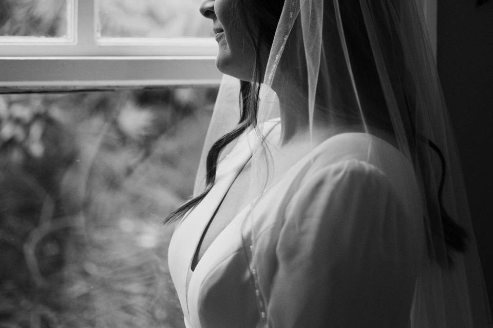 Window light bridal photos