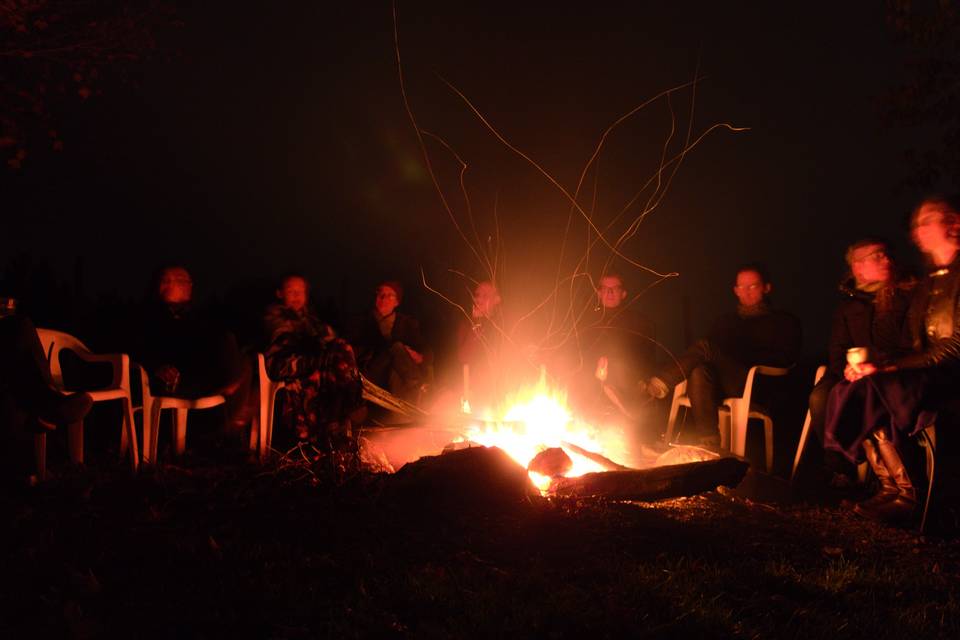 Evening fire and s'mores