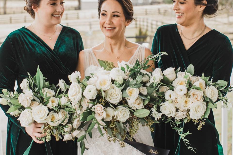 Happy bride with maids