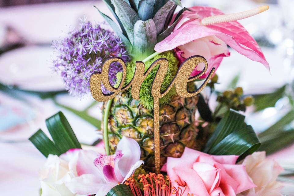 Hawaiian themed centerpiece