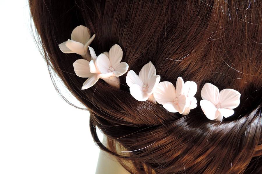Hydrangea hair clips