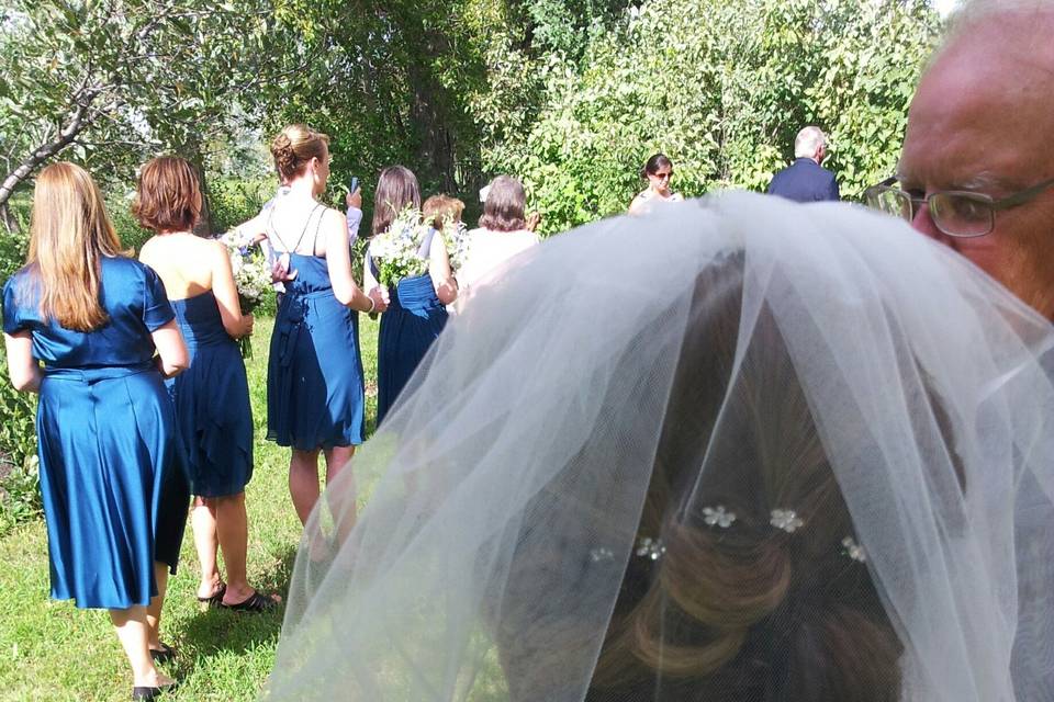 Bride with bridesmaids