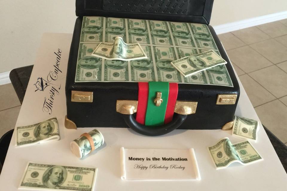 Purse with Money Sculptured Cake – Tiffany's Bakery