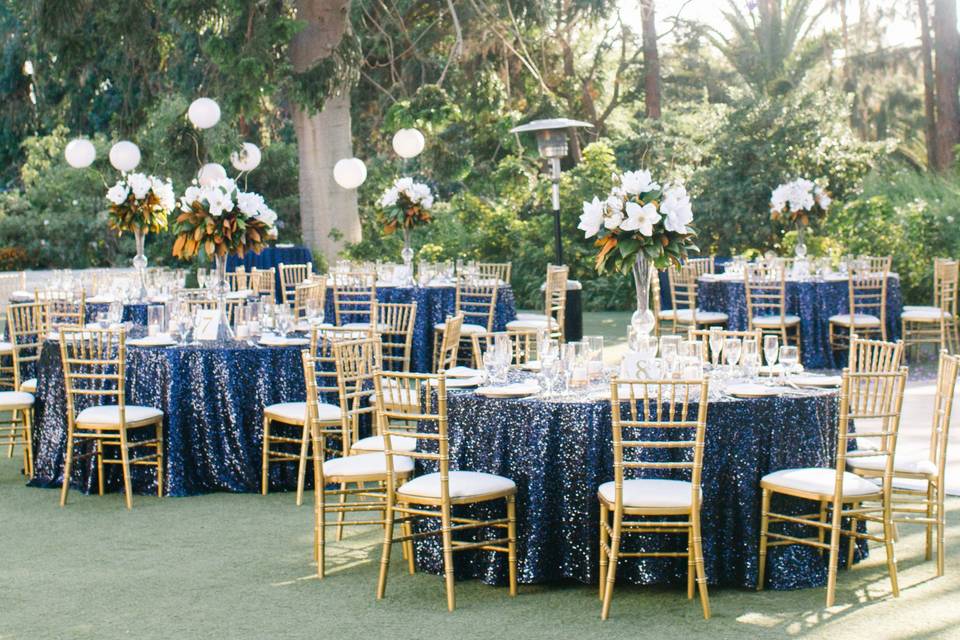 Table setup with flower centerpiece