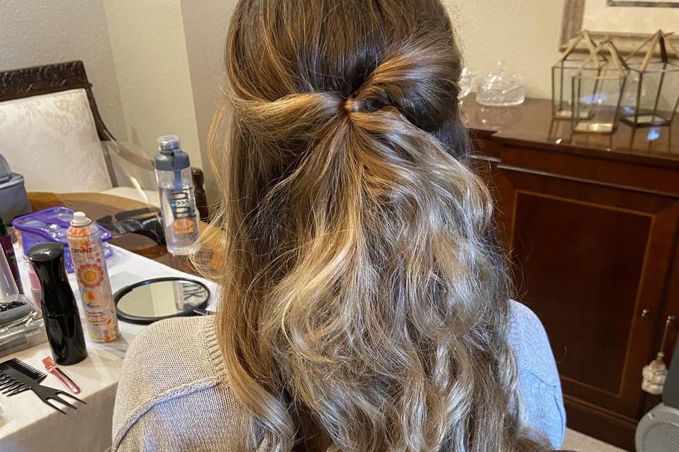 Tousled half updo
