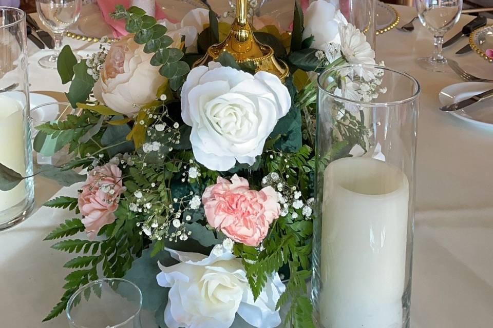 Flower base and candle centerpiece