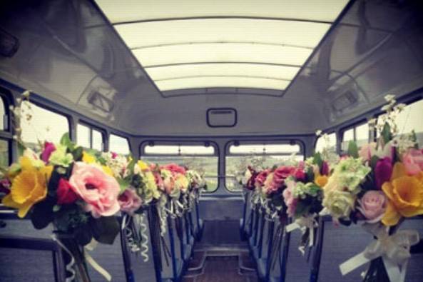 Vehicle interior with flowers