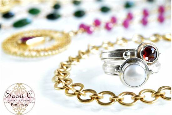 Jewelry designer Saori C. creates delicate, feminine fine handcrafted jewelry and bridal jewelry collections in silver, gold, pearls, and gemstones. Custom orders available. Proudly made in Seattle, USA.