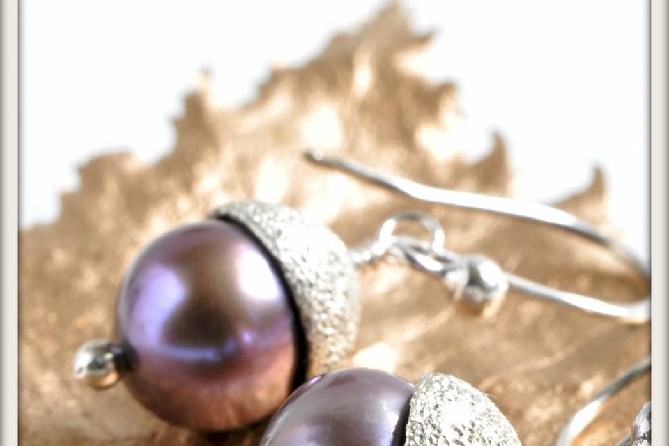 Large Bon Bon Earrings in Black Pearl - Lustrous large 7.5 to 8.5 mm black cultured freshwater pearls accented with gracefully sparkling hand-formed sterling silver pavé caps, suspended from sterling silver French ear wires.