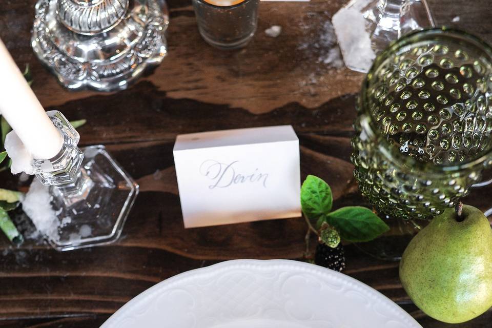 Tented Place Card Calligraphy