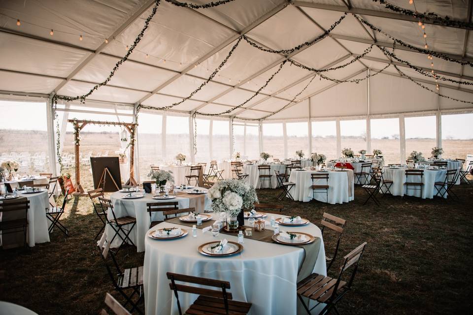 Inside of the reception tent