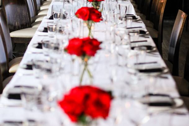 Red floral table centerpieces