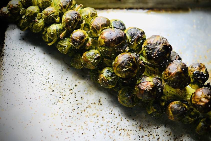 Roasted brussels sprout branch