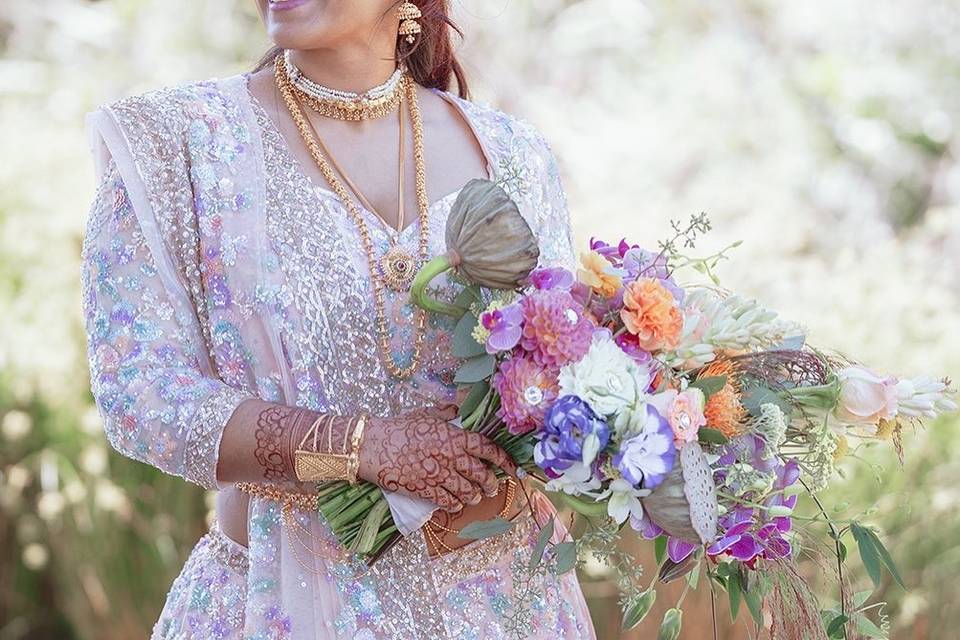 Bride with her bouquet