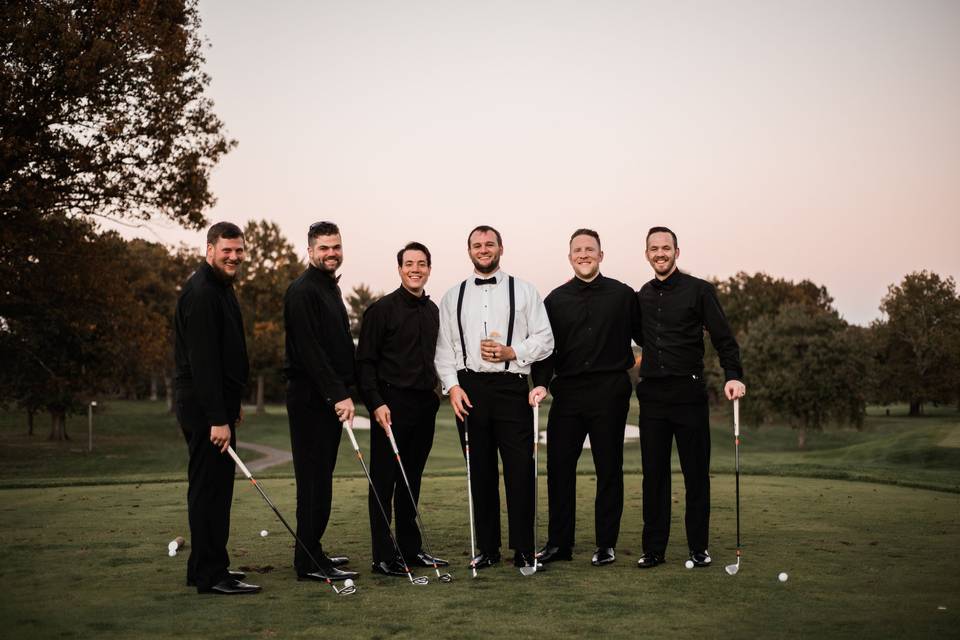 Groomsmen with Golf Clubs