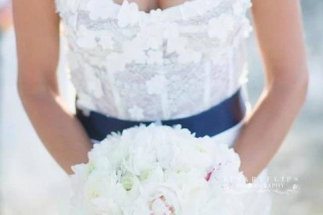 The bride holding her bouquet