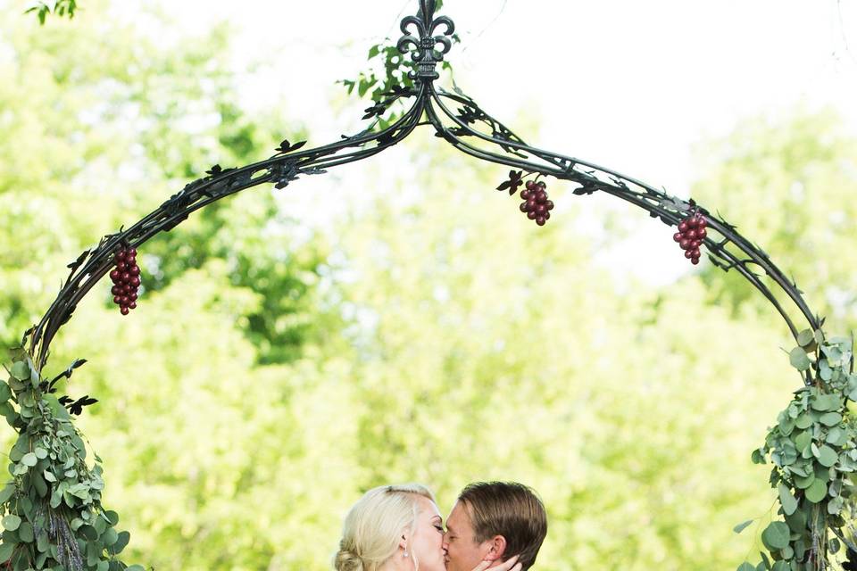 Ceremonial wedding kiss