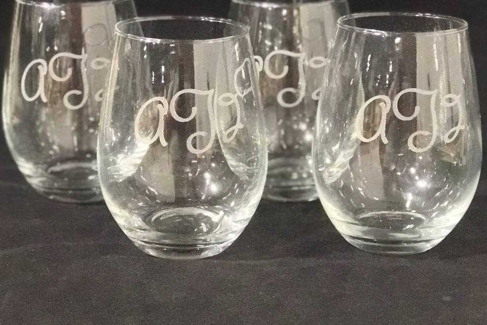 Monogrammed Wine Glasses