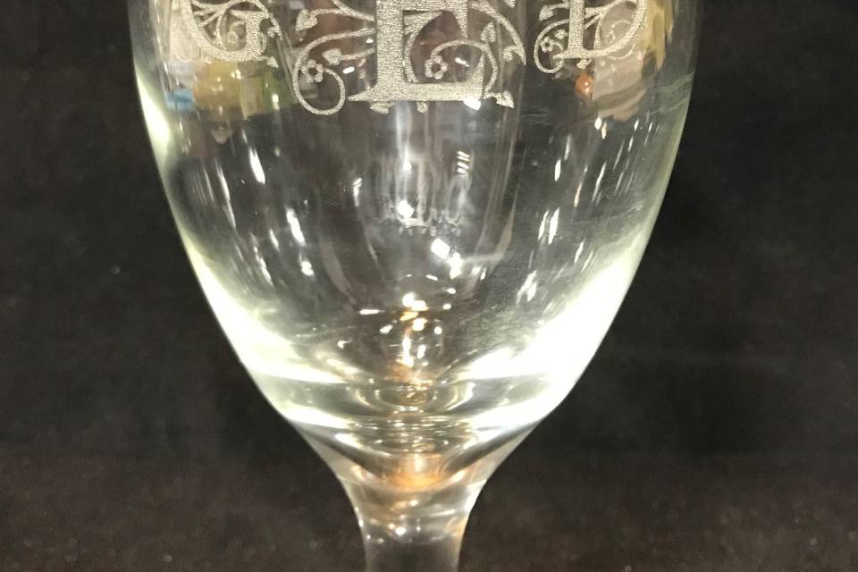 Laser etched water glass
