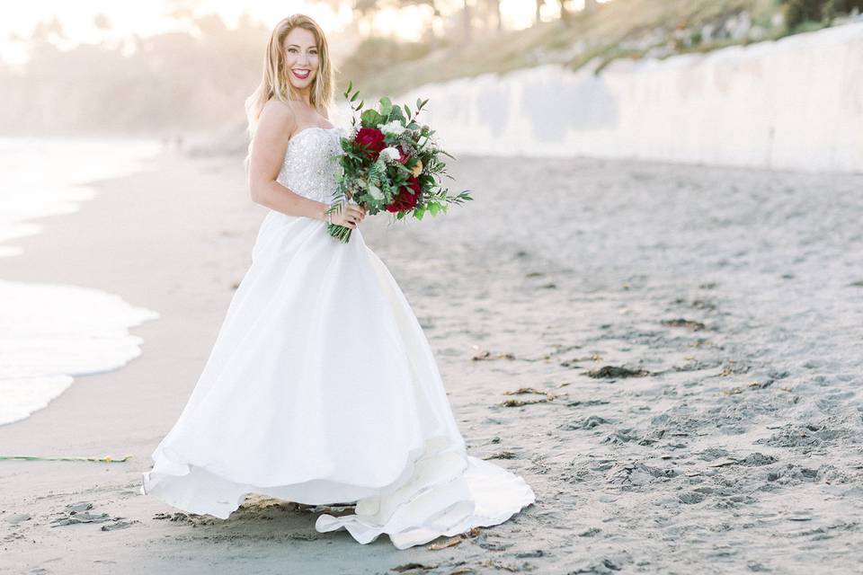 Bride by the beach