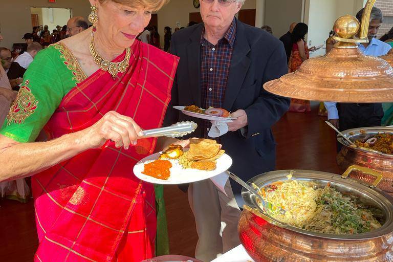 Bride's Mother eating Lunch