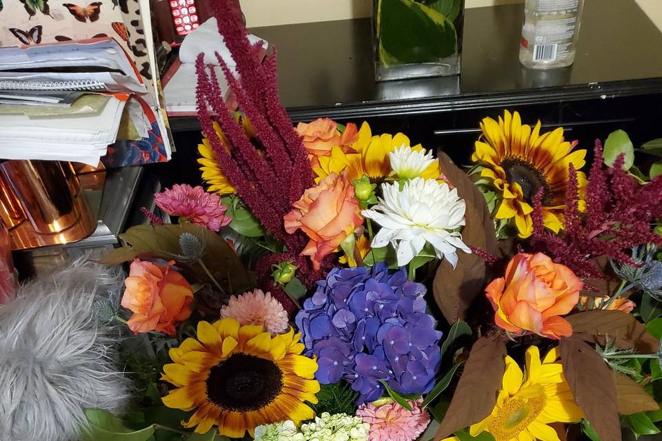 Urns with flowers